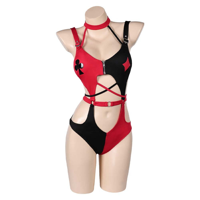 Harley Quinn Women Red And Black Sexy Swimsuit Party Carnival Halloween Cosplay Costume