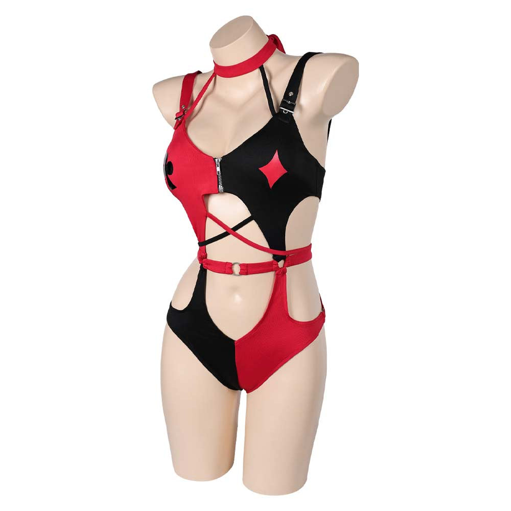 Harley Quinn Women Red And Black Sexy Swimsuit Party Carnival Hallowee