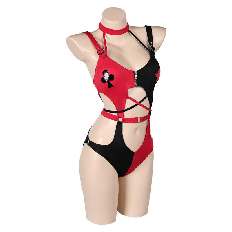 Harley Quinn Women Red And Black Sexy Swimsuit Party Carnival Halloween Cosplay Costume