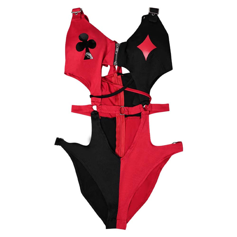 Harley Quinn Women Red And Black Sexy Swimsuit Party Carnival Halloween Cosplay Costume