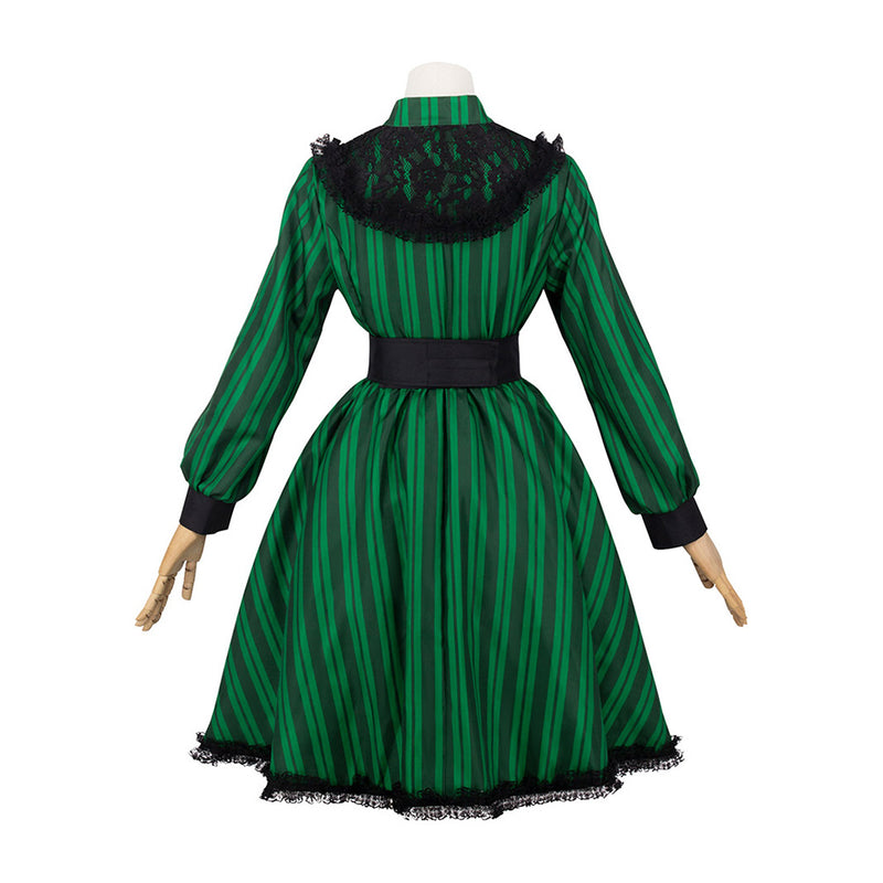 haunted mansion dress Haunted Mansion The Maiden Green Strip Maiden Dress Outfits Women Halloween Carnival Party Cosplay Costume