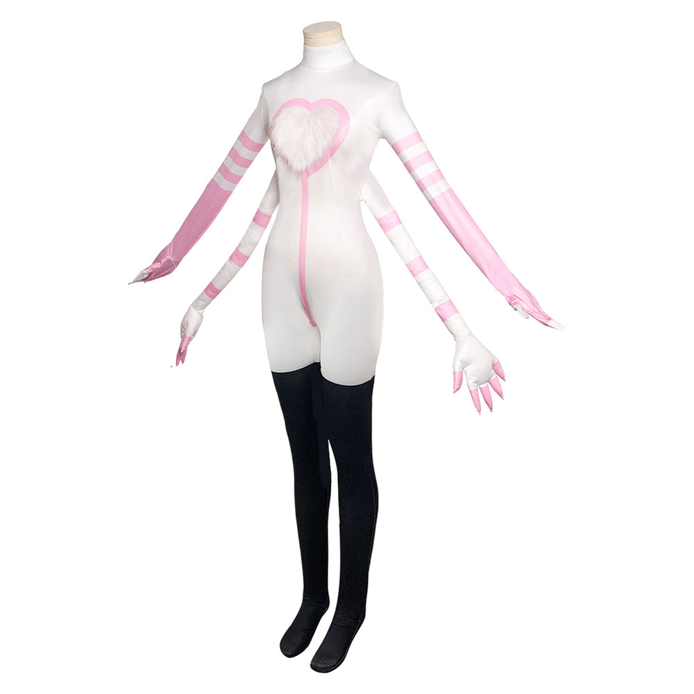 【ayuちゃん♡】lacyskin bodysuit pelicule Hazbin Hotel Season 2 Angel Dust White Printed Base Bodysuit with