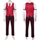 Hazbin Hotel Season 2 Alastor Human Form Men Red Suit Set Halloween Carnival Party Cosplay Costume