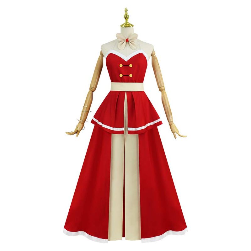 long red dress halloween costume Pearl Cosplay Costume Horror Movie Dresse Halloween Party Red Dress