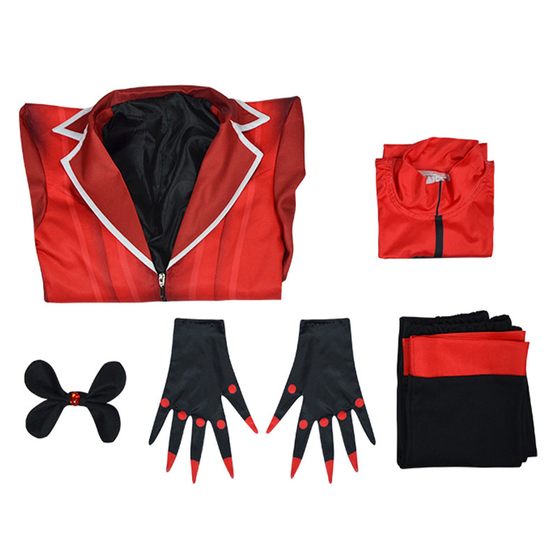 Hazbin Hotel TV Alastor Kids Children Red Suit Party Carnival Halloween Cosplay Costume