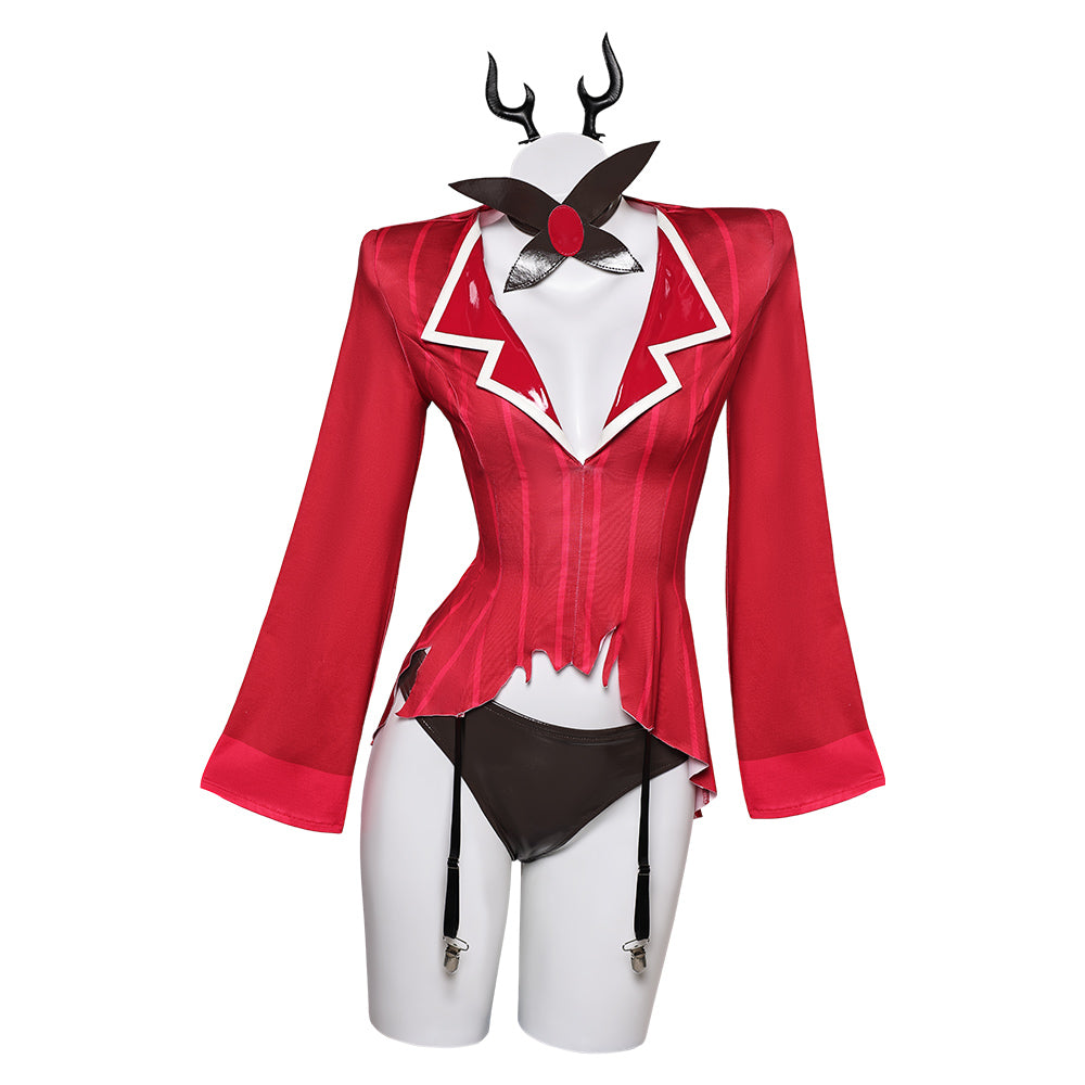 Hazbin Hotel Alastor Women Red Sexy Suit Party Carnival Halloween Cosplay Costume Hazbin Hotel Alastor Women Red Sexy Suit Party Carnival Halloween Cosplay Costume