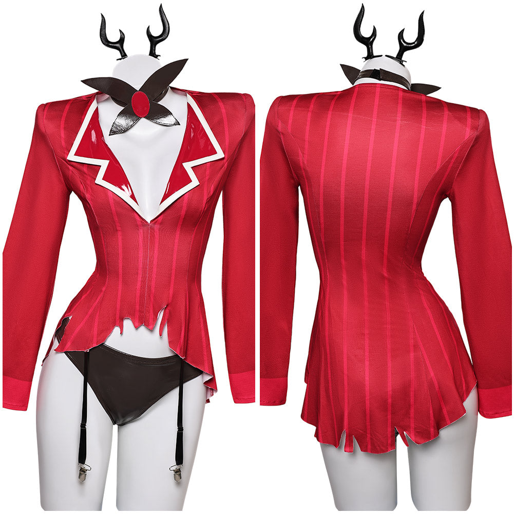 Hazbin Hotel Alastor Women Red Sexy Suit Party Carnival Halloween Cosp