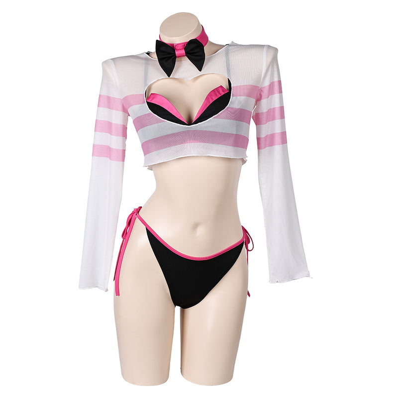 Hazbin Hotel TV Angel Dust Women Pink And Black Bikini Set Swimsuit Cosplay Costume Original Design