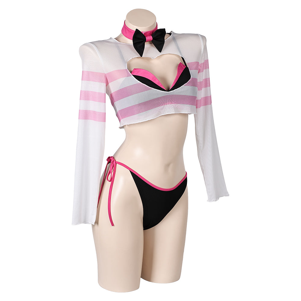 Hazbin Hotel TV Angel Dust Women Pink And Black Bikini Set Swimsuit Co