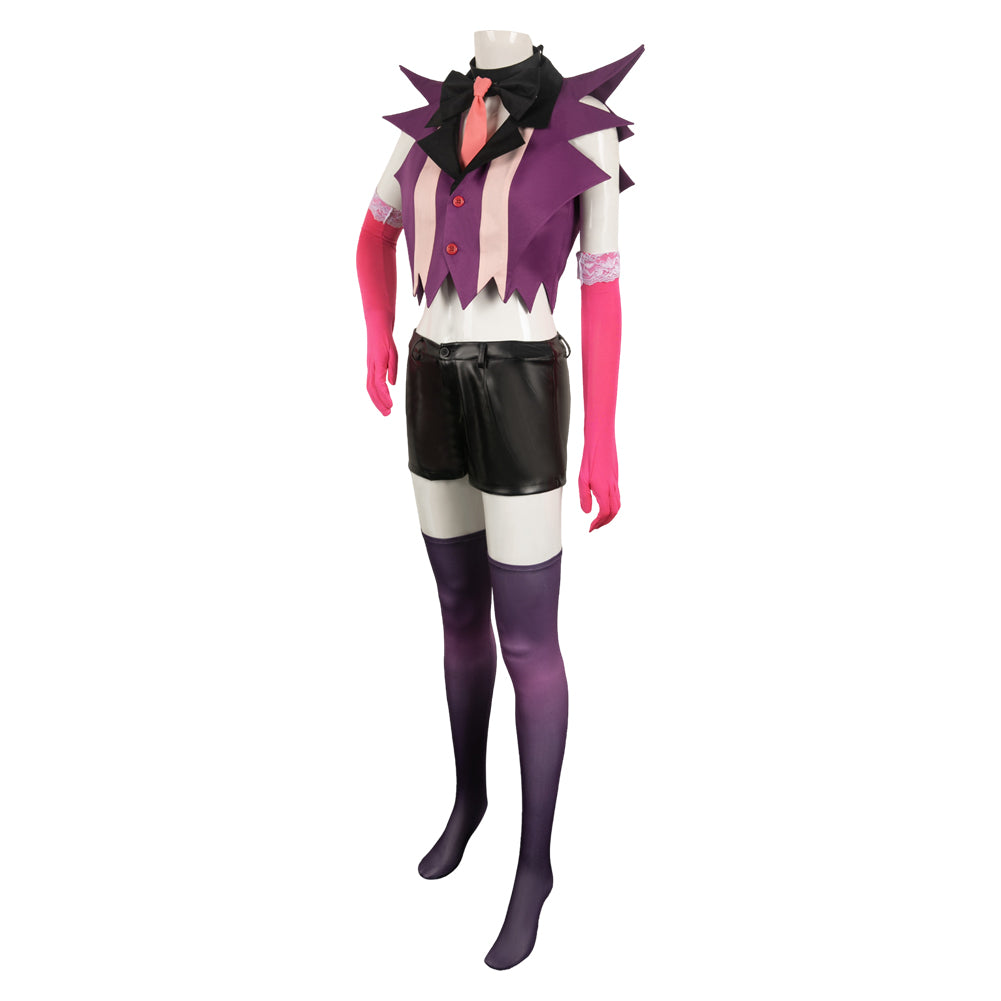 Hazbin Hotel Angel Dust Women Purple Combat Suit Party Carnival Hallow