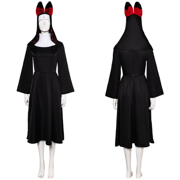 Hazbin Hotel TV Nun Alastor Women Black Dress With Hat Party Carnival Halloween Cosplay Costume