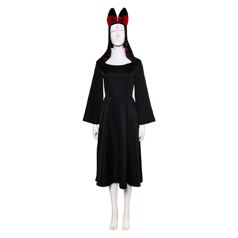 Hazbin Hotel TV Nun Alastor Women Black Dress With Hat Party Carnival Halloween Cosplay Costume