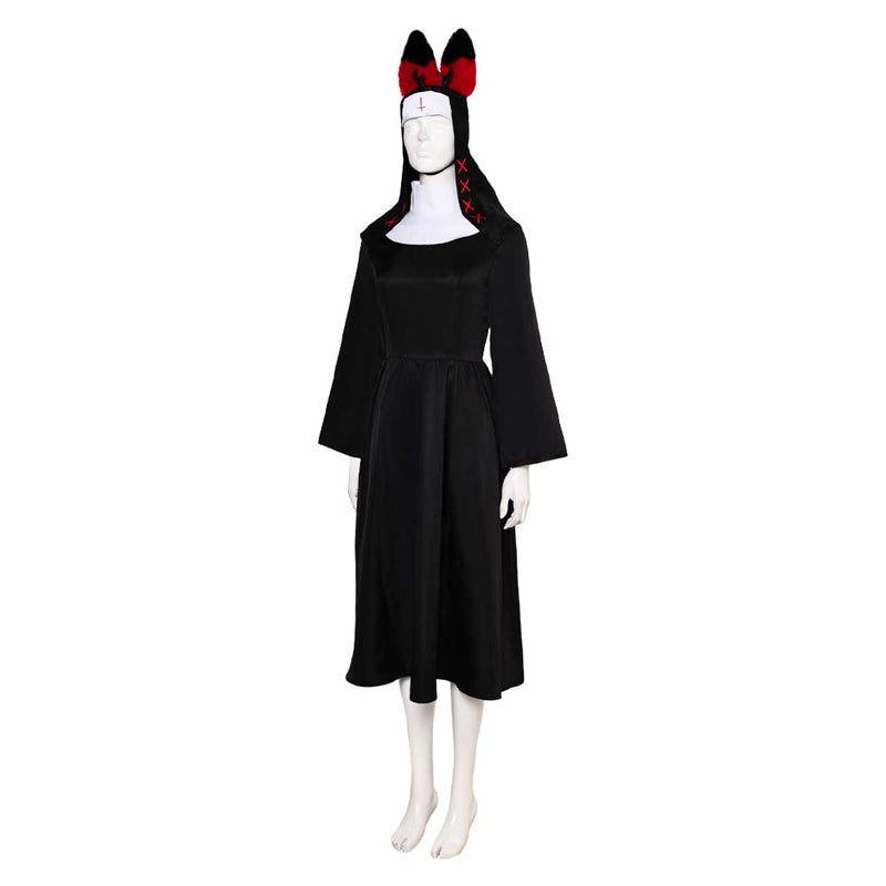 Hazbin Hotel TV Nun Alastor Women Black Dress With Hat Party Carnival Halloween Cosplay Costume