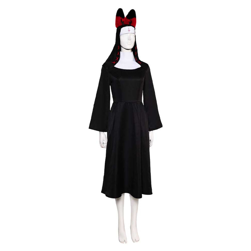 Hazbin Hotel TV Nun Alastor Women Black Dress With Hat Party Carnival Halloween Cosplay Costume