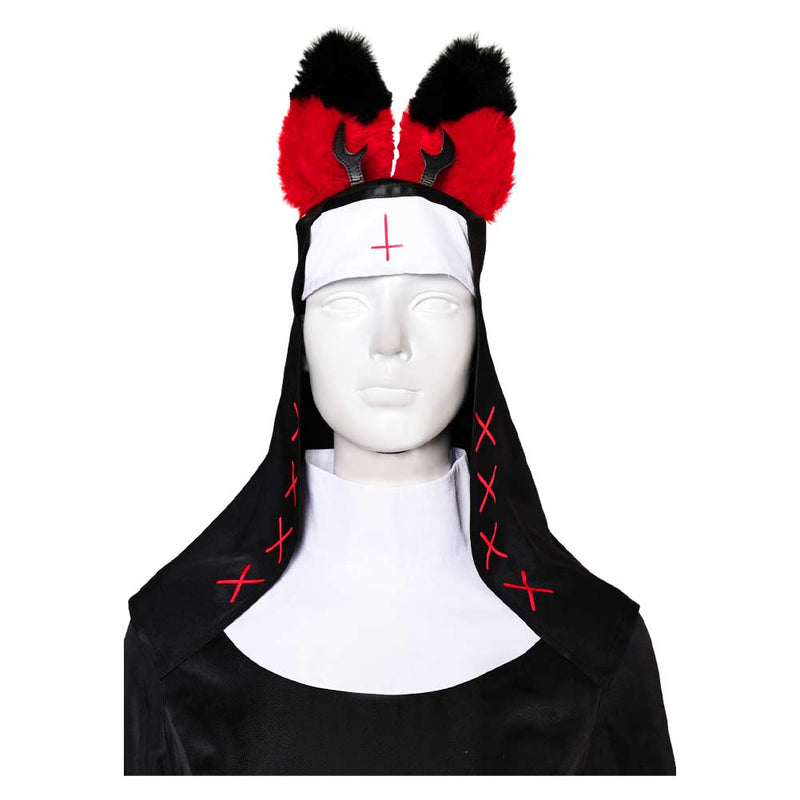 Hazbin Hotel TV Nun Alastor Women Black Dress With Hat Party Carnival Halloween Cosplay Costume