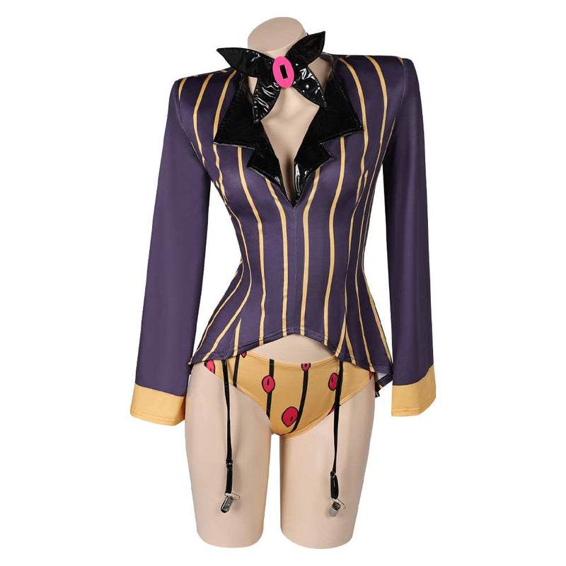 Hazbin Hotel TV Sir Pentious Women Purple Sexy Suit Party Carnival Halloween Cosplay Costume