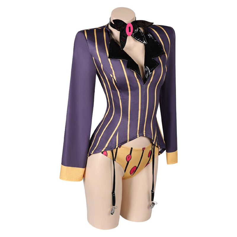 Hazbin Hotel TV Sir Pentious Women Purple Sexy Suit Party Carnival Halloween Cosplay Costume