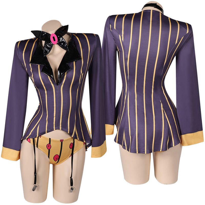 Hazbin Hotel TV Sir Pentious Women Purple Sexy Suit Party Carnival Halloween Cosplay Costume