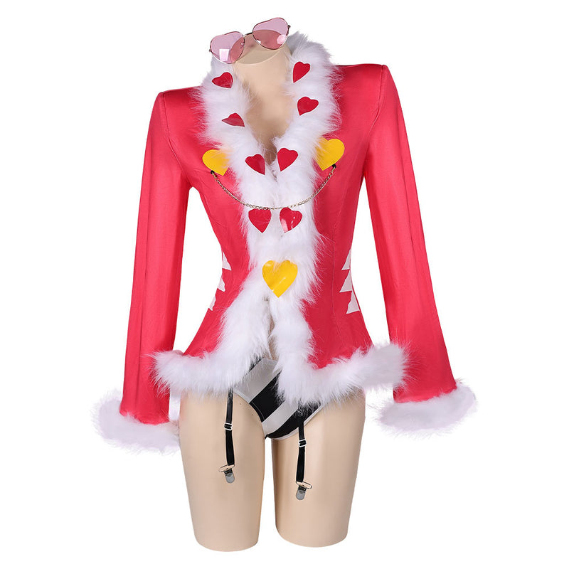 Hazbin Hotel TV Valentino Women Pink Sexy Suit Party Carnival Halloween Cosplay Costume