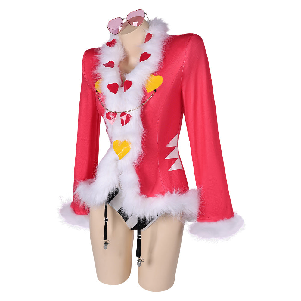 Hazbin Hotel TV Valentino Women Pink Sexy Suit Party Carnival Hallowee