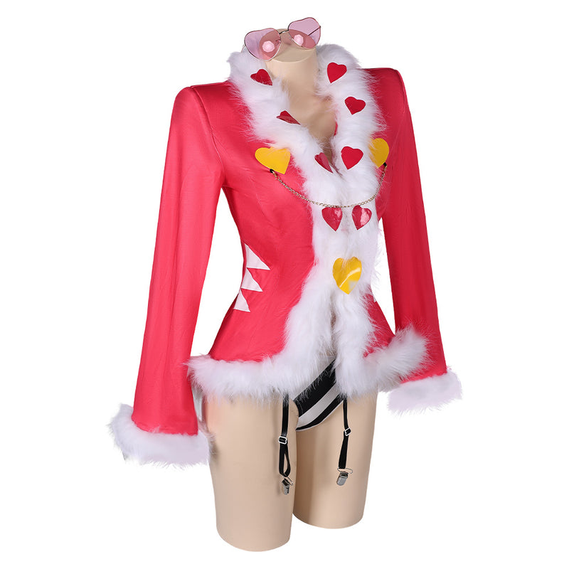 Hazbin Hotel TV Valentino Women Pink Sexy Suit Party Carnival Halloween Cosplay Costume