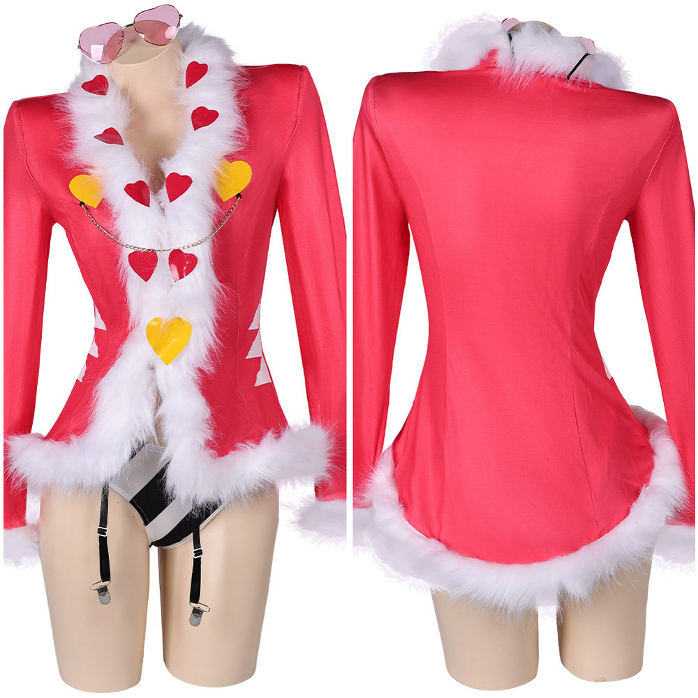 Hazbin Hotel TV Valentino Women Pink Sexy Suit Party Carnival Halloween Cosplay  Costume