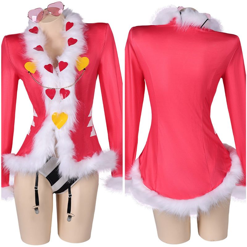 Hazbin Hotel TV Valentino Women Pink Sexy Suit Party Carnival Halloween Cosplay Costume