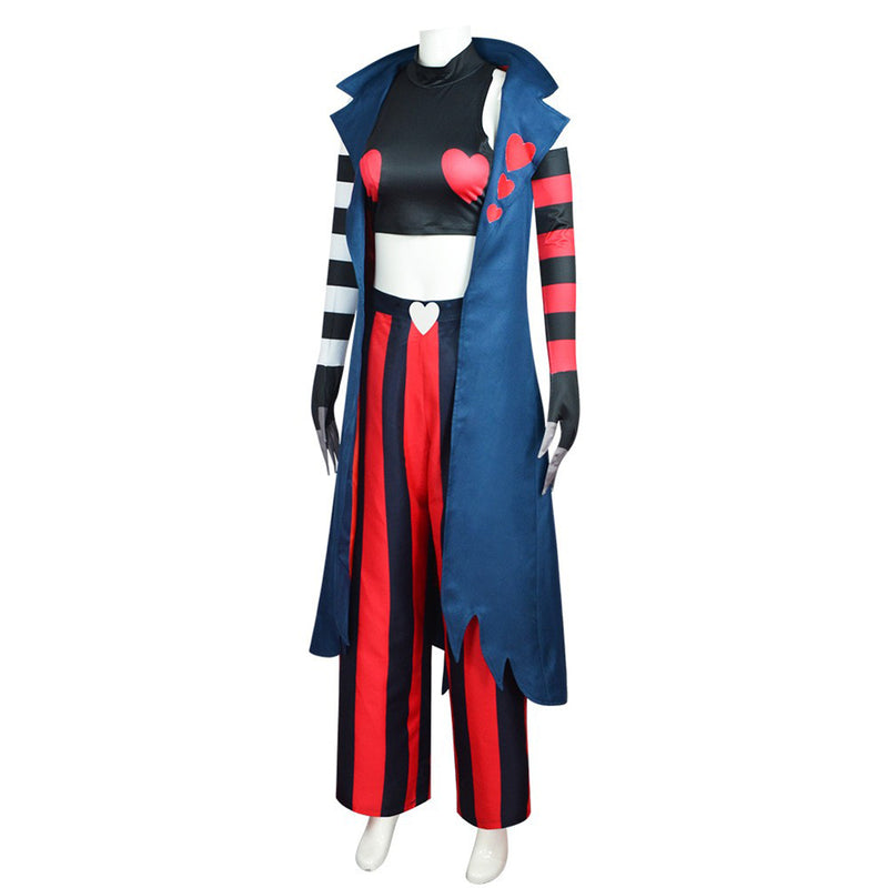 Hazbin Hotel TV Velvette Women Red Blue Outfit Party Carnival Halloween Cosplay Costume