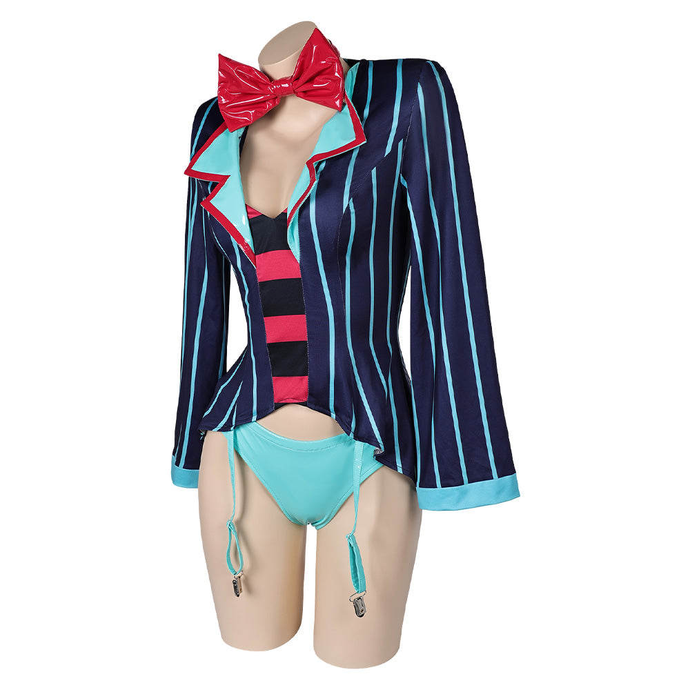 Hazbin Hotel Vox Women Blue Sexy Suit Party Carnival Halloween Cosplay Costume Hazbin Hotel Vox Women Blue Sexy Suit Party Carnival Halloween Cosplay Costume