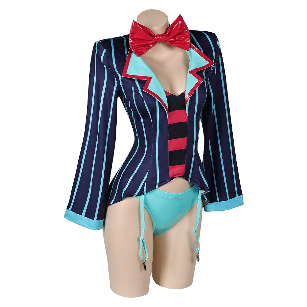 Hazbin Hotel Vox Women Blue Sexy Suit Party Carnival Halloween Cosplay Costume Hazbin Hotel Vox Women Blue Sexy Suit Party Carnival Halloween Cosplay Costume