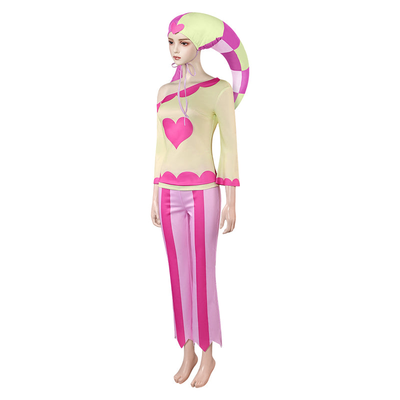 Helluva Boss Hazbin Hotel Fizzarolli Women Pink Heart Outfit Carnival Halloween Cosplay Costume