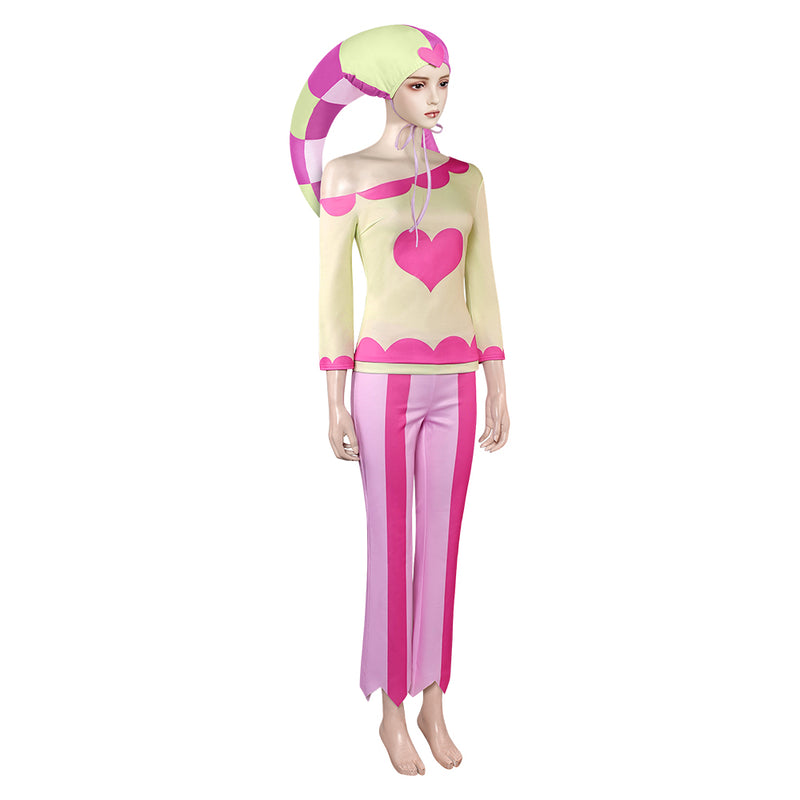 Helluva Boss Hazbin Hotel Fizzarolli Women Pink Heart Outfit Carnival Halloween Cosplay Costume