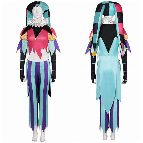 Helluva Boss Hazbin Hotel TV Fizzarolli Women Clown Suit Party Carnival Halloween Cosplay Costume