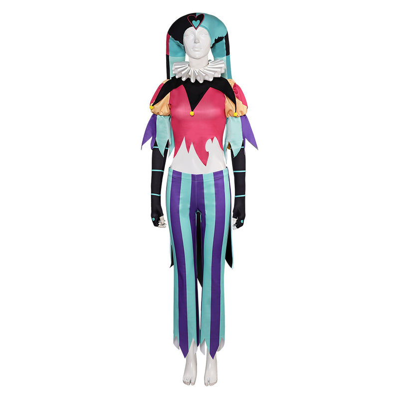 Helluva Boss Hazbin Hotel TV Fizzarolli Women Clown Suit Party Carnival Halloween Cosplay Costume