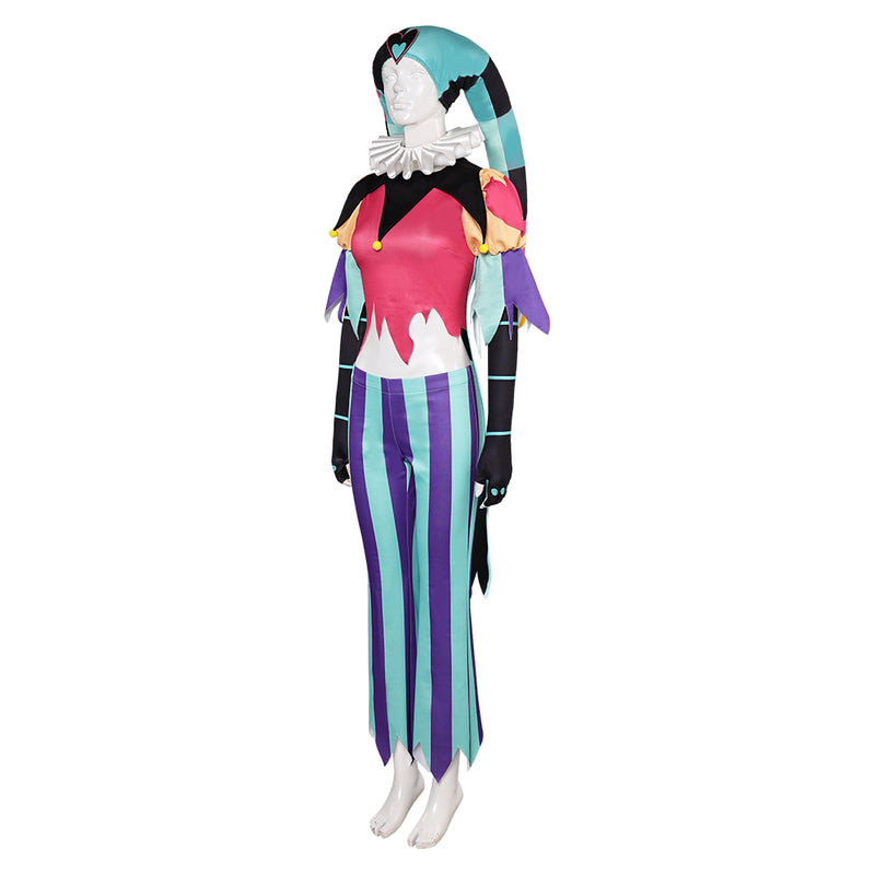 Helluva Boss Hazbin Hotel TV Fizzarolli Women Clown Suit Party Carnival Halloween Cosplay Costume