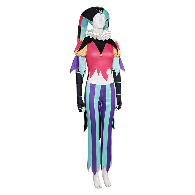 Helluva Boss Hazbin Hotel TV Fizzarolli Women Clown Suit Party Carnival Halloween Cosplay Costume