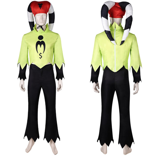 Helluva Boss Hazbin Hotel TV Fizzarolli Yellow Suit With Hat Party Carnival Halloween Cosplay Costume