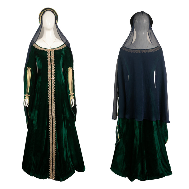 House of the Dragon Alicent Hightower Medieval Dress With Veil Outfits Cosplay Costume House of the Dragon Alicent Hightower Medieval Dress With Veil Outfits Cosplay Costume