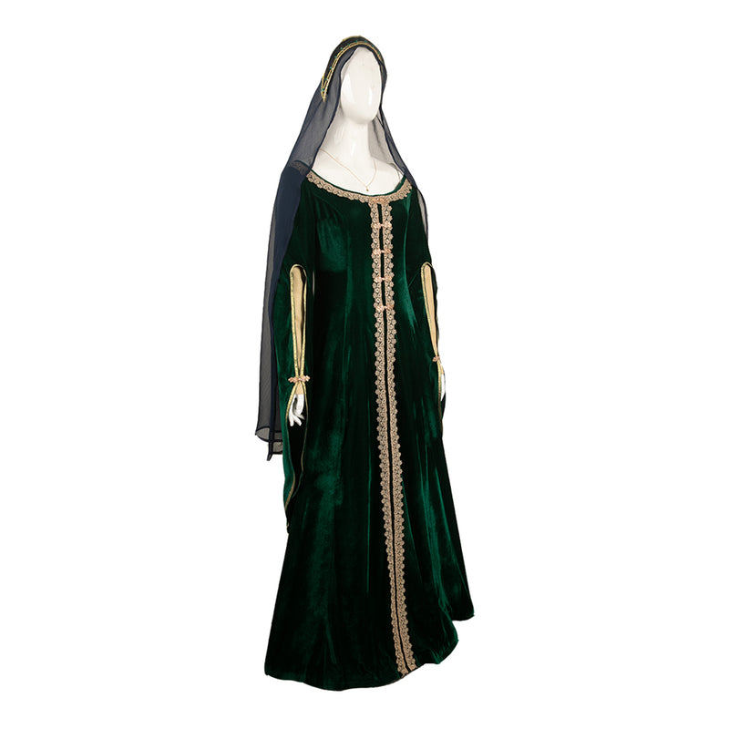 House of the Dragon TV Alicent Hightower Women Green Dress With Veil Cosplay Costume