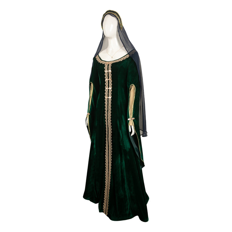 House of the Dragon TV Alicent Hightower Women Green Dress With Veil Cosplay Costume