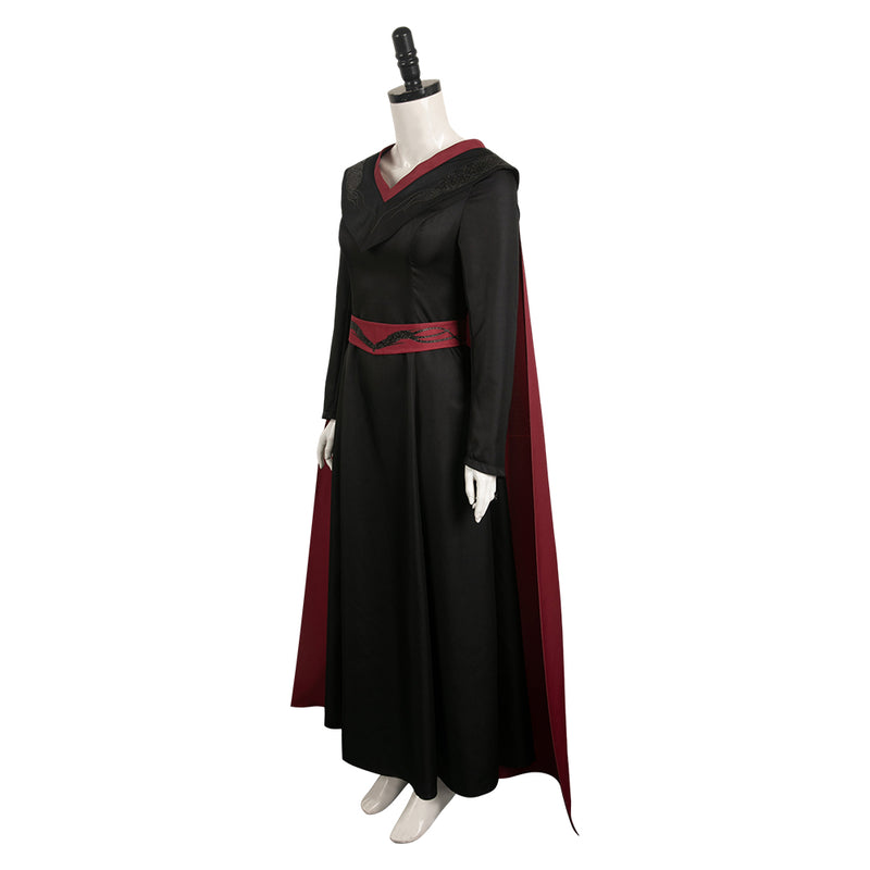 House of the Dragon TV Princess Rhaenys Targaryen Women Black Dress With Cloak Cosplay Costume