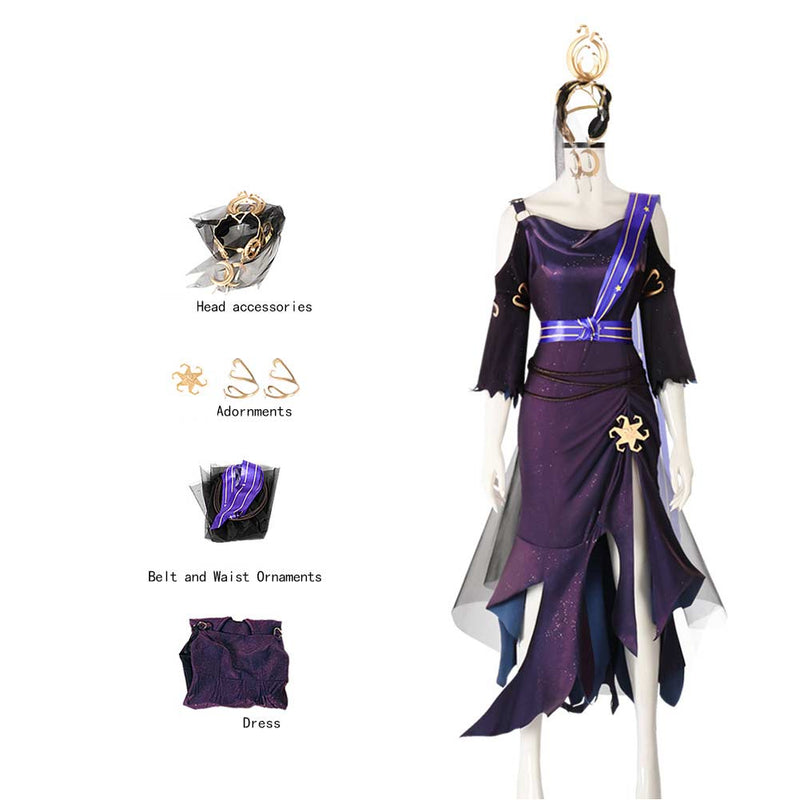 Identity V Priestess The Envoy of Yog-Sothoth Women Purple Dress Outfit Cosplay Costume