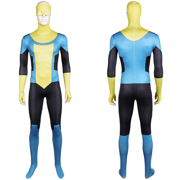 Invincible Mark Grayson Blue Yellow Jumpsuit Combat Suit Carnival Halloween Cosplay Costume