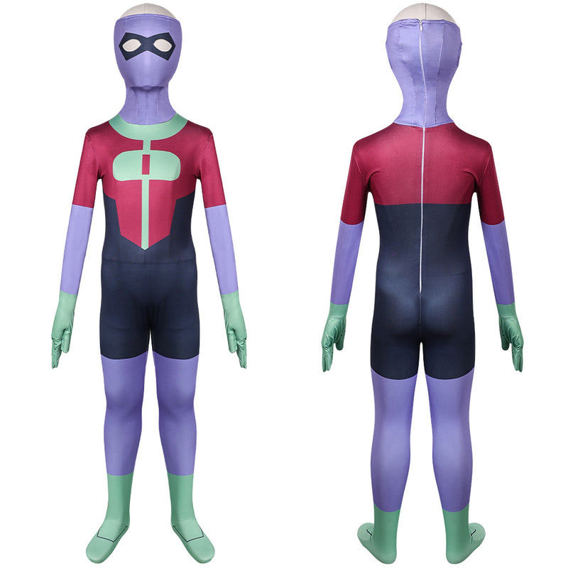 Invincible Omni-Man Oliver Grayson Kids Children Purple Jumpsuit Carnival Halloween Cosplay Costume