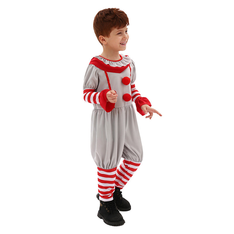 It Movie Pennywise Kids Children Grey Jumpsuit Party Carnival Halloween Cosplay Costume