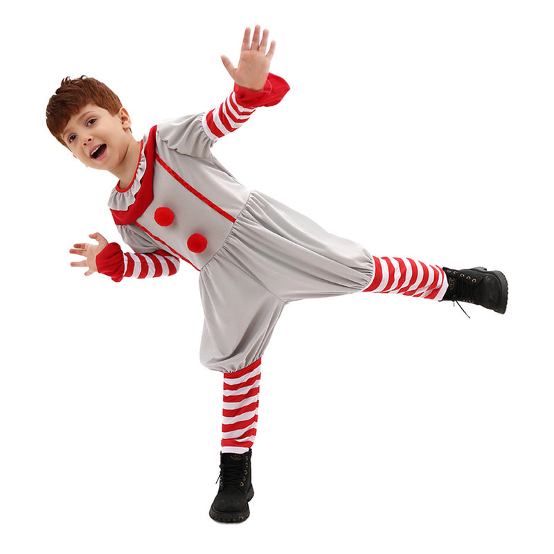 It Movie Pennywise Kids Children Grey Jumpsuit Party Carnival Halloween Cosplay Costume