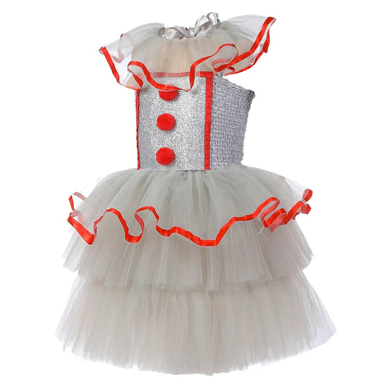 IT Movie Pennywise Kids Children White Dress Party Carnival Halloween Cosplay Costume