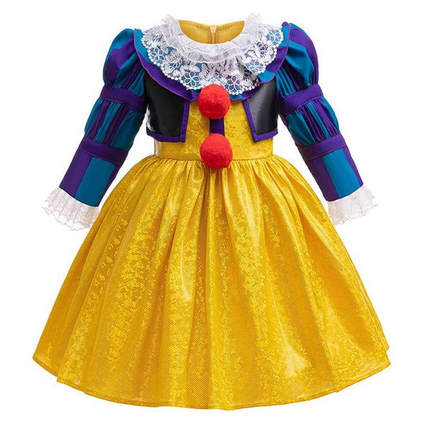 IT Movie Pennywise Kids Children Yellow Dress Party Carnival Halloween Cosplay Costume