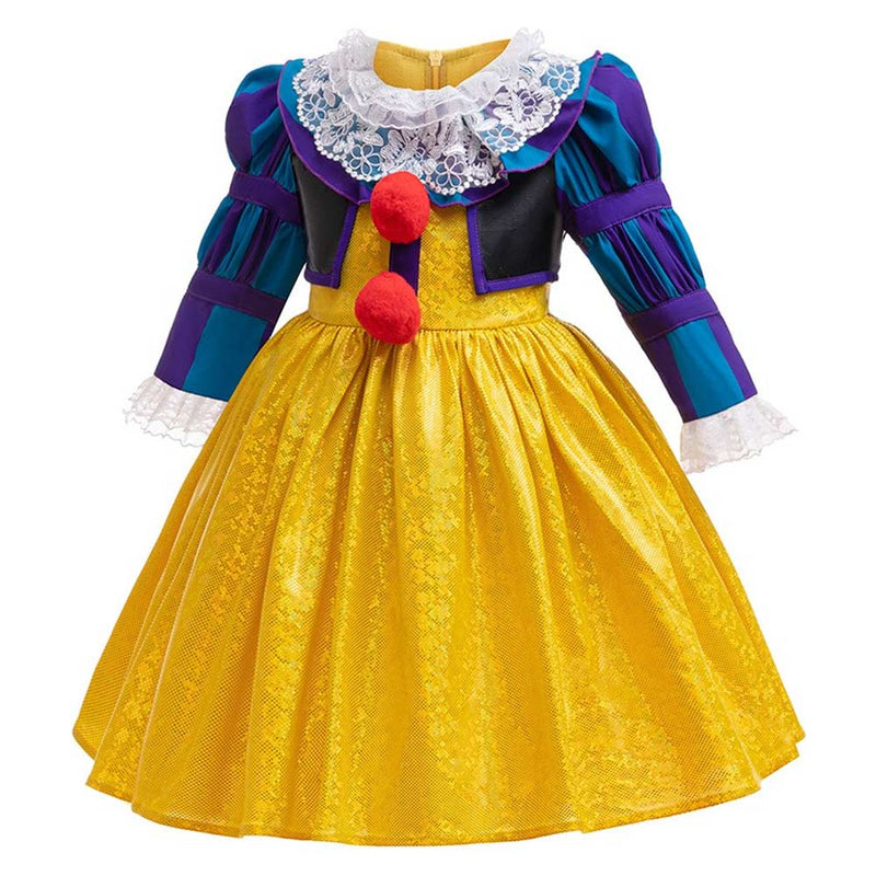 IT Movie Pennywise Kids Children Yellow Dress Party Carnival Halloween Cosplay Costume