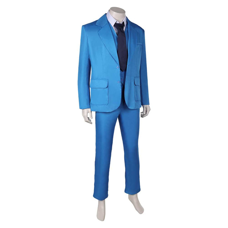 Joker: Folie à Deux (2024) Movie Arthur Fleck Blue Suit Party Carnival Halloween Cosplay Costume